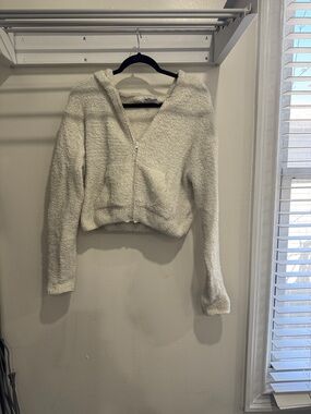 Young Fabulous & Broke Cream Zip-Up Sherpa Hoodie